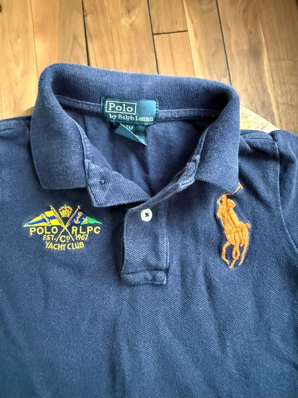 Ralph Lauren Vintage RLPC Yacht Club Navy Polo Shirt boys sz: 24M